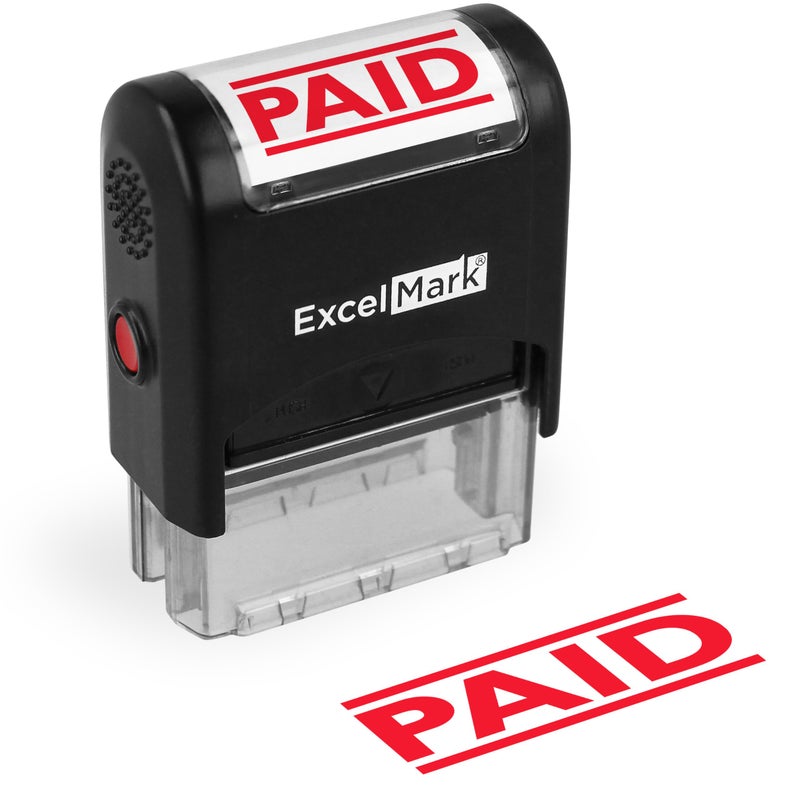 ExcelMark Paid Self Inking Rubber Stamp - Red Ink - Image 1